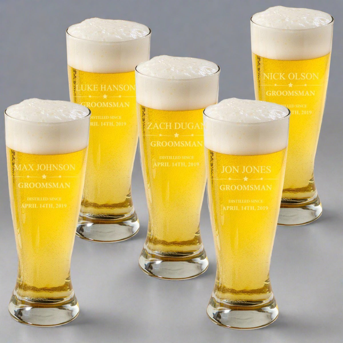 Groomsman Beer Glasses Set of 4, Personalized Pilsner Glass, Engraved Glass,  Wedding Beer Glass, Personalized Beer Glass, Custom Beer Glass 