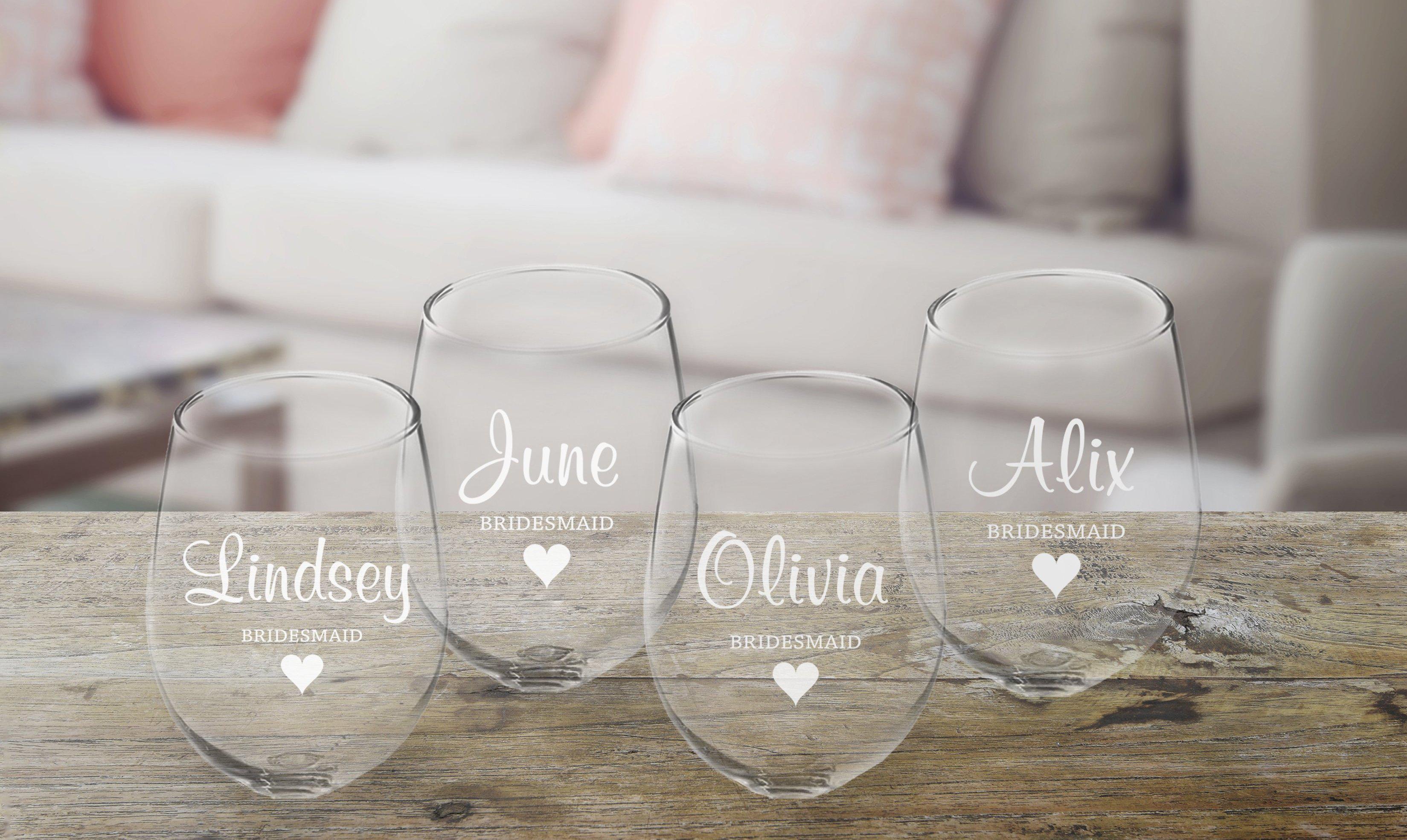 Bridal Party Stemless Wine Glass