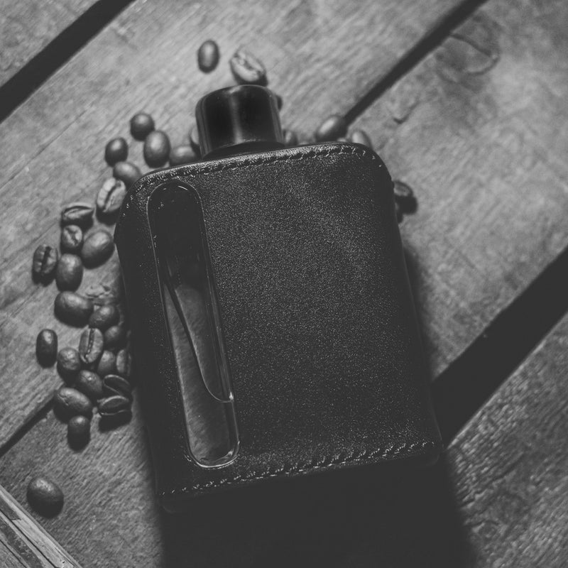 Black Leather Glass Flask (Single Shot 100mL)