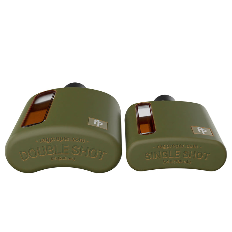 Military Green Silicone Glass Flask Gift Set (Single Shot 100mL + Double Shot 240mL)