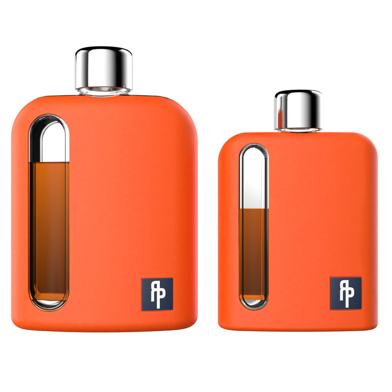 Mile High Orange Silicone Glass Flask Gift Set (Single Shot 100ml + Double Shot 240ml)