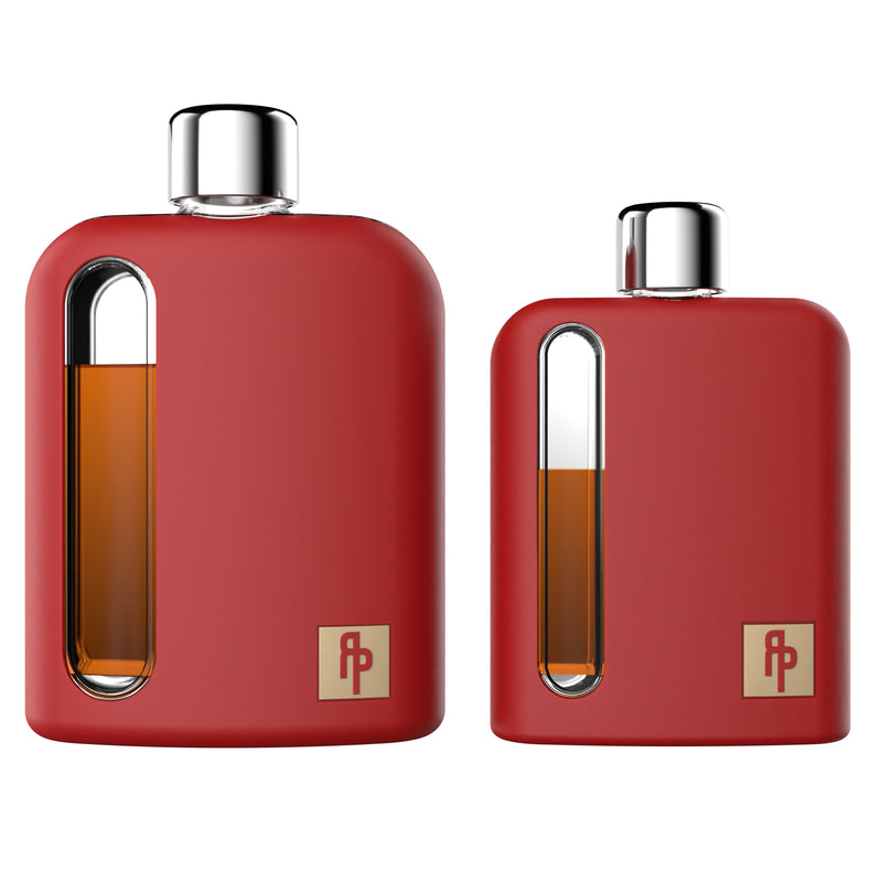 Bayside Red Silicone Glass Flask Gift Set (Single Shot 100ml + Double Shot 240ml)