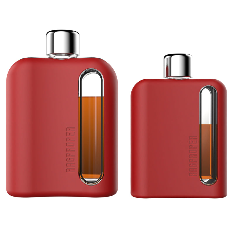 Bayside Red Silicone Glass Flask Gift Set (Single Shot 100ml + Double Shot 240ml)