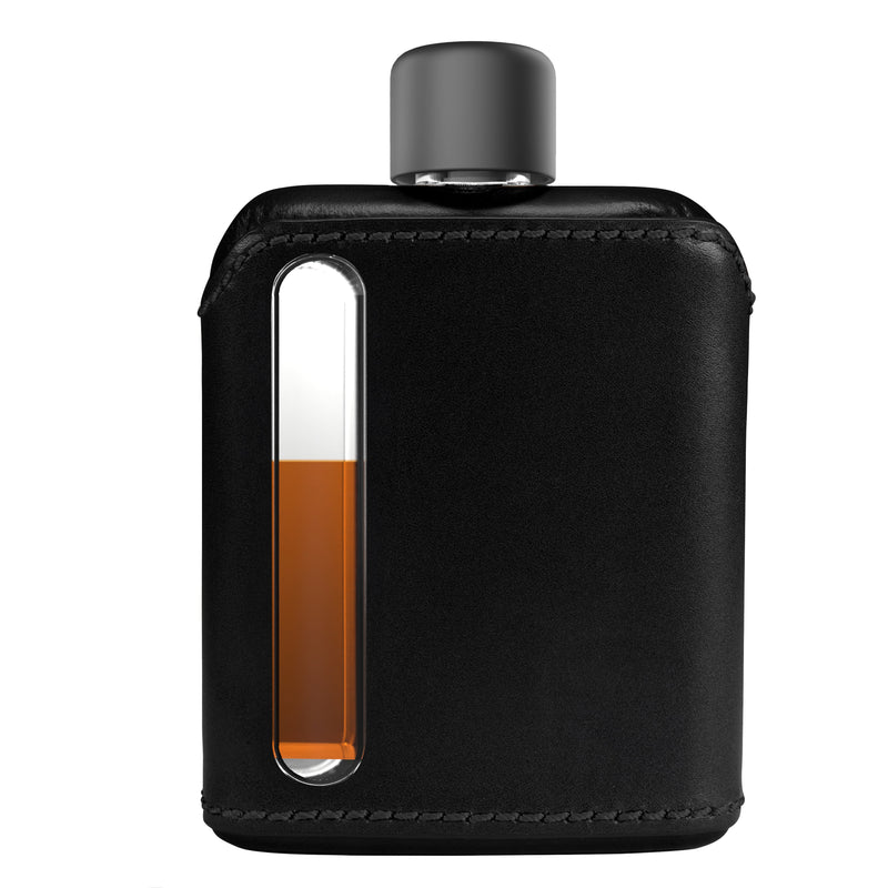 Black Leather Glass Flask (Single Shot 100mL)