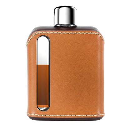 Dark & Tan Leather Glass Flask (Single Shot 100mL)