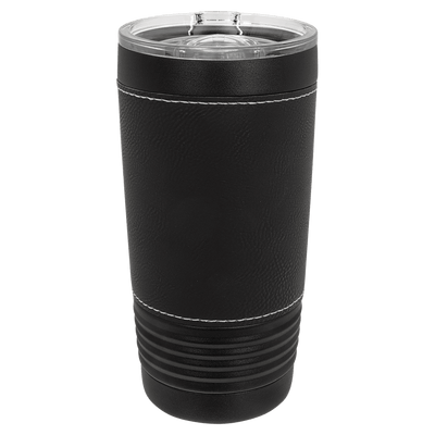 Personalized 20oz. Black Tumbler with Engraved Leatherette