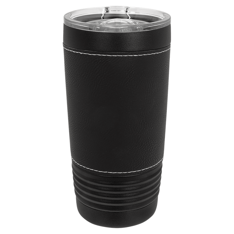 Personalized 20oz. Black Tumbler with Engraved Leatherette