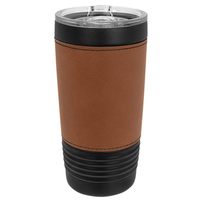 Personalized 20oz. Black Tumbler with Engraved Leatherette