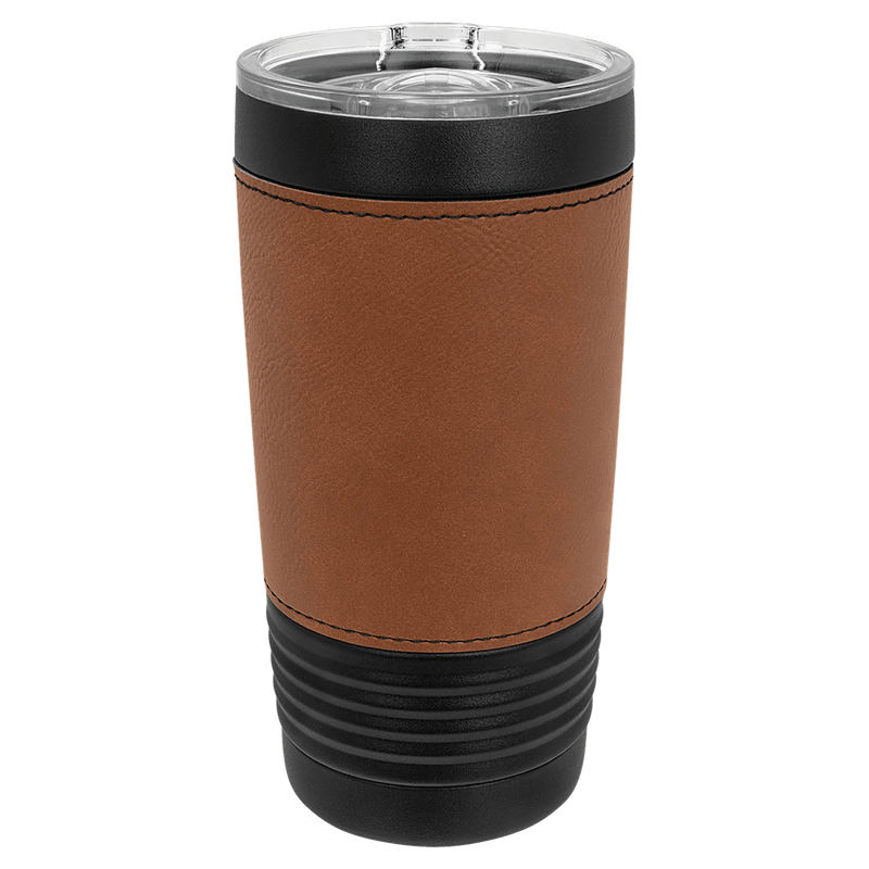 Personalized 20oz. Black Tumbler with Engraved Leatherette