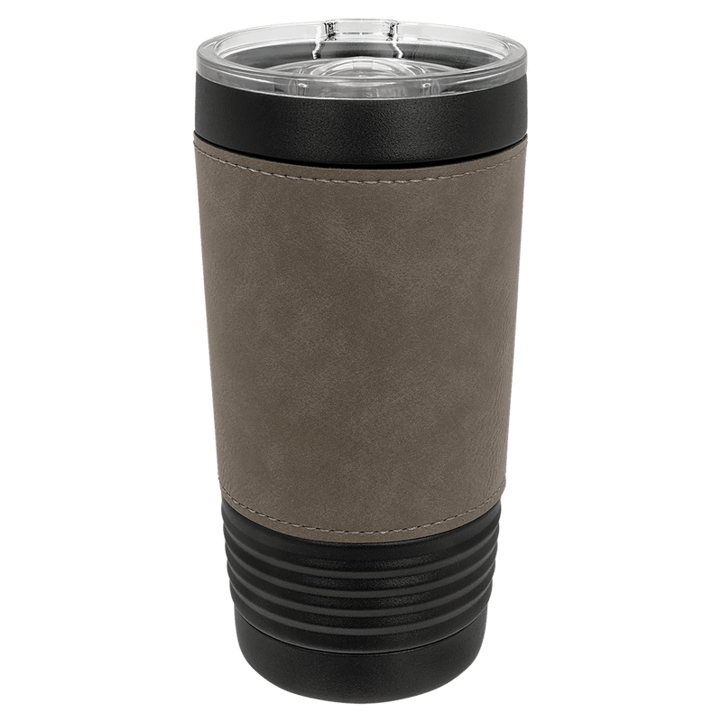 Personalized 20oz. Black Tumbler with Engraved Leatherette