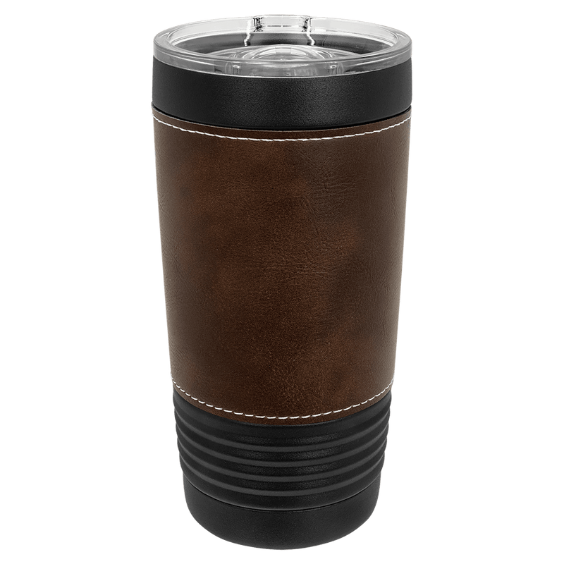 Personalized 20oz. Black Tumbler with Engraved Leatherette