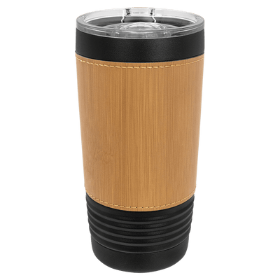 Personalized 20oz. Black Tumbler with Engraved Leatherette