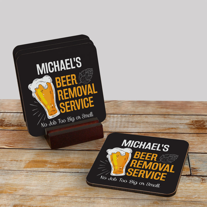 Personalized Beer Removal Service Coaster Set