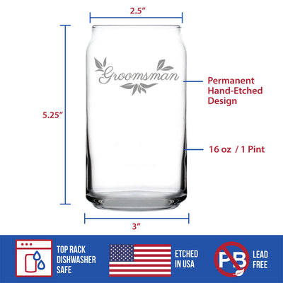 Groomsman Beer Can Pint Glass