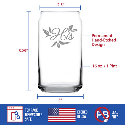 His Beer Can Pint Glass