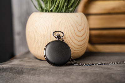 Personalized Black Pocket Watch