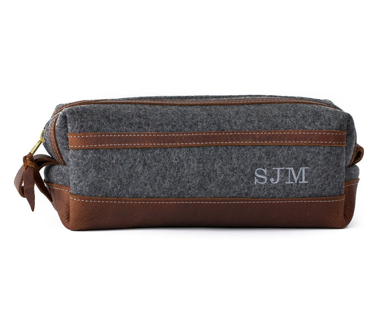 Personalized Felt & Leather Toiletry Bag