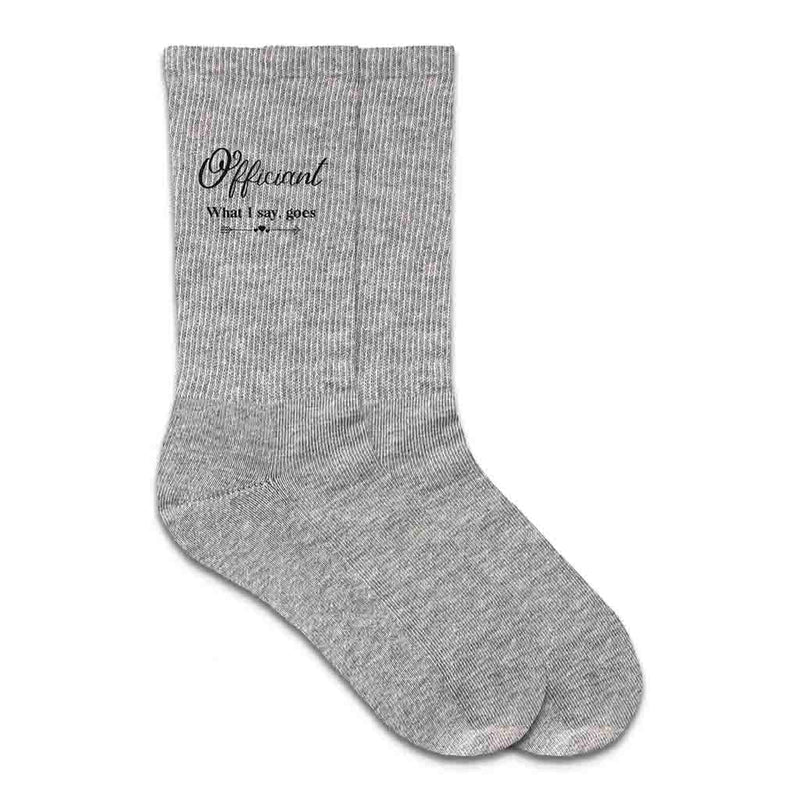 Wedding Party Socks with a Fun Saying for the Officiant