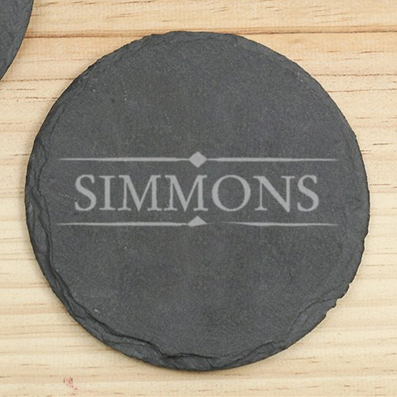 Personalized Last Name Slate Round Coasters- set of 4