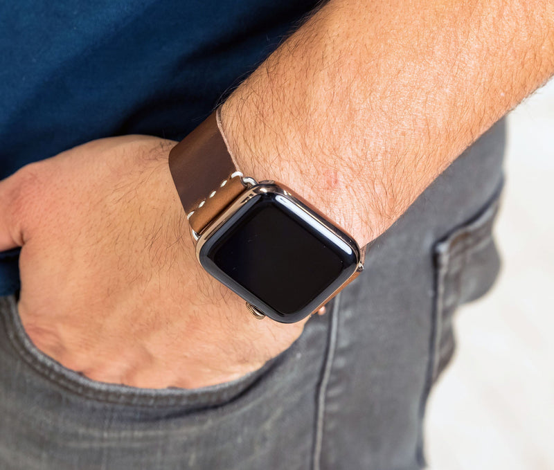 Personalized Full Grain Leather Apple Band - Classic