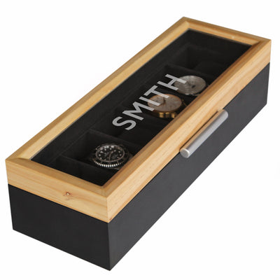 Pine Two-Toned Watch Box - 6 Slot