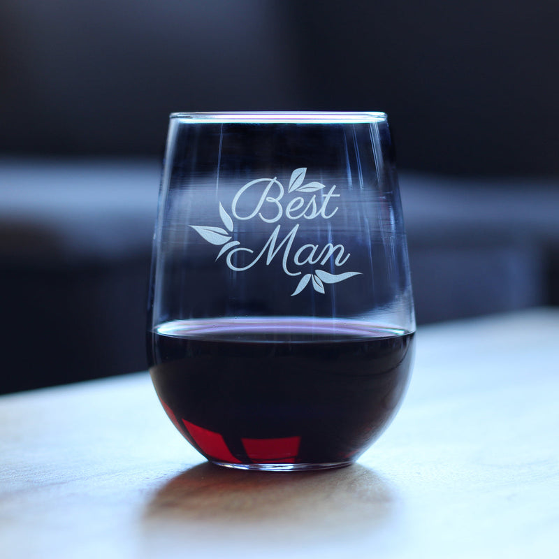 Best Man Stemless Wine Glass