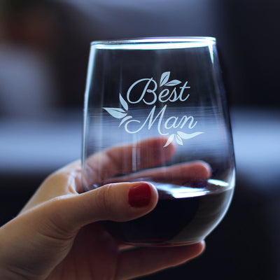 Best Man Stemless Wine Glass