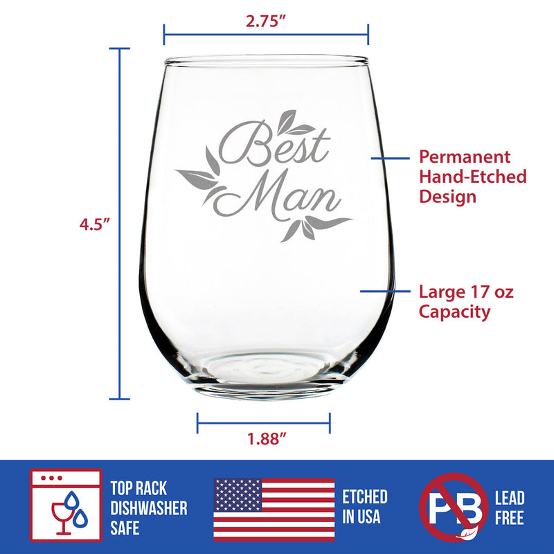 Best Man Stemless Wine Glass