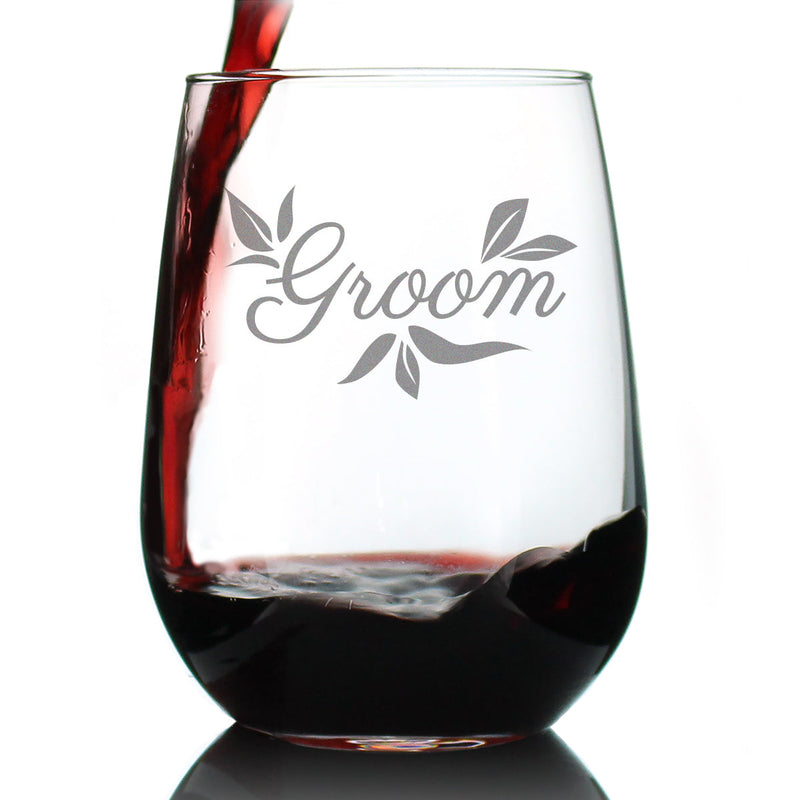 Groom Stemless Wine Glass