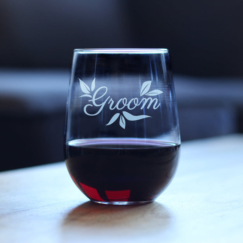 Groom Stemless Wine Glass