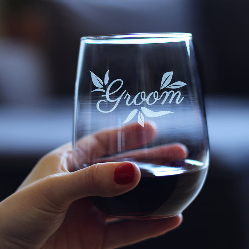 Groom Stemless Wine Glass