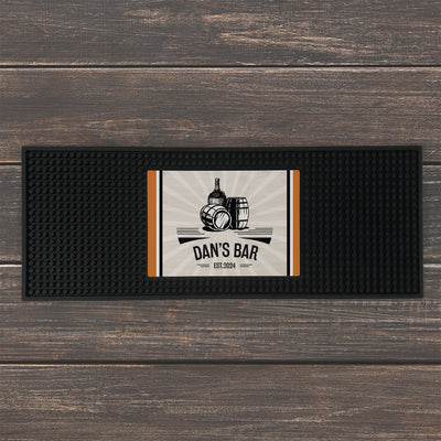 Personalized Name Vintage Barrel Bar Mat