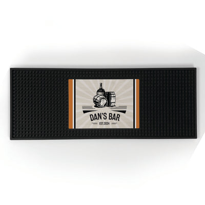 Personalized Name Vintage Barrel Bar Mat