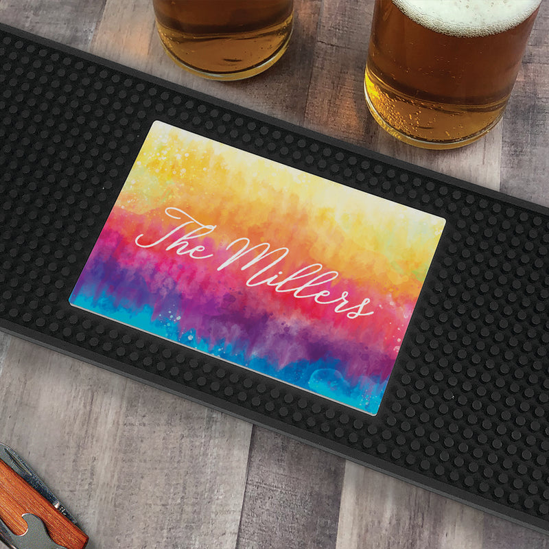 Personalized Tie Dye Colors Bar Mat