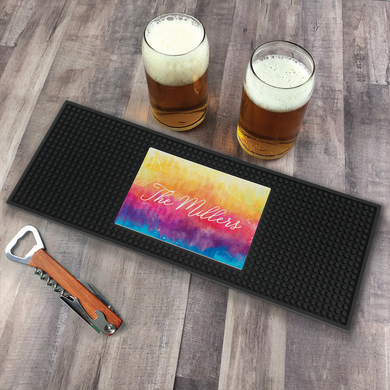 Personalized Tie Dye Colors Bar Mat