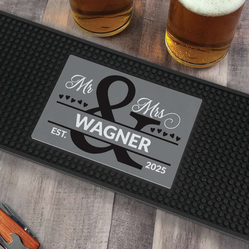 Personalized Mr and Mrs Bar Mat