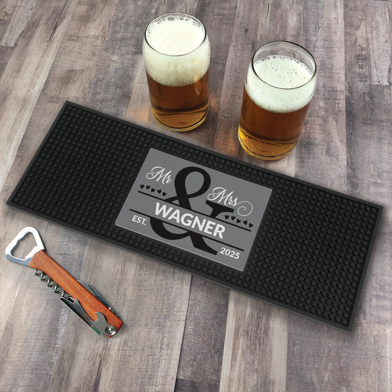 Personalized Mr and Mrs Bar Mat