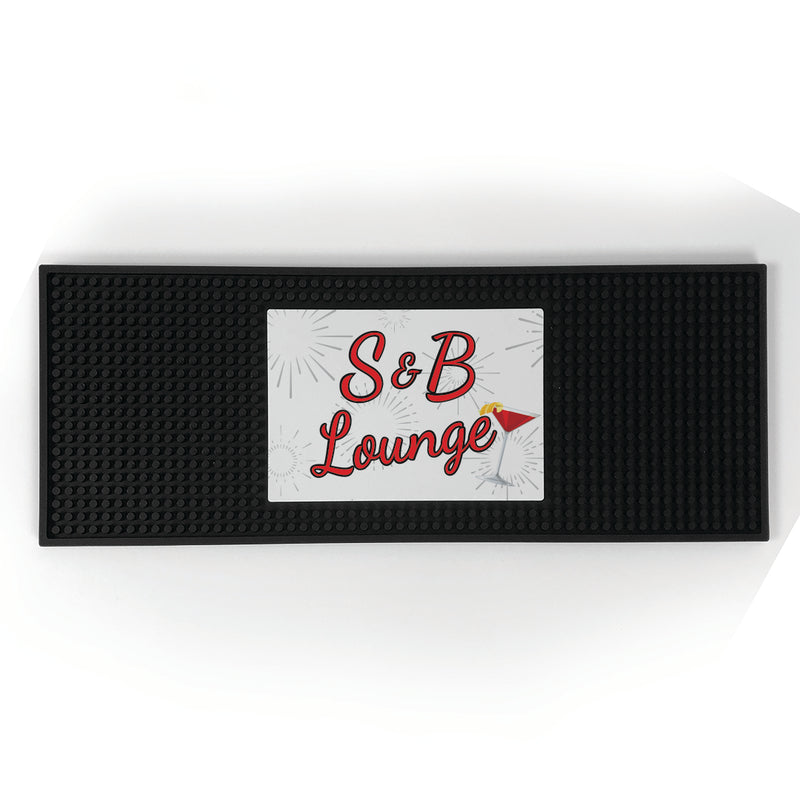 Personalized Red and Silver Martini Lounge Bar Mat