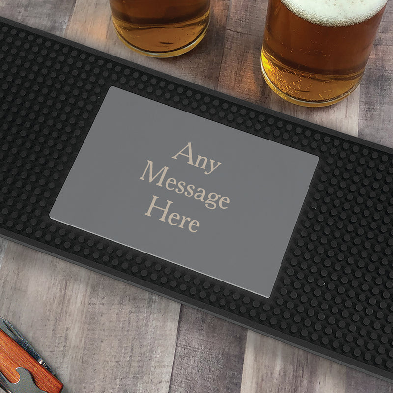 Personalized Gray Background with Cream Bar Mat