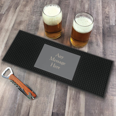 Personalized Gray Background with Cream Bar Mat