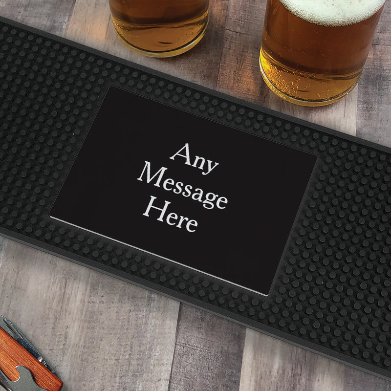 Personalized Black Background with White Serif Bar Mat