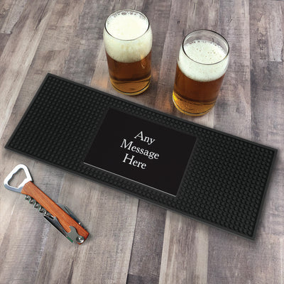 Personalized Black Background with White Serif Bar Mat