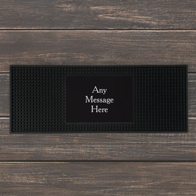 Personalized Black Background with White Serif Bar Mat