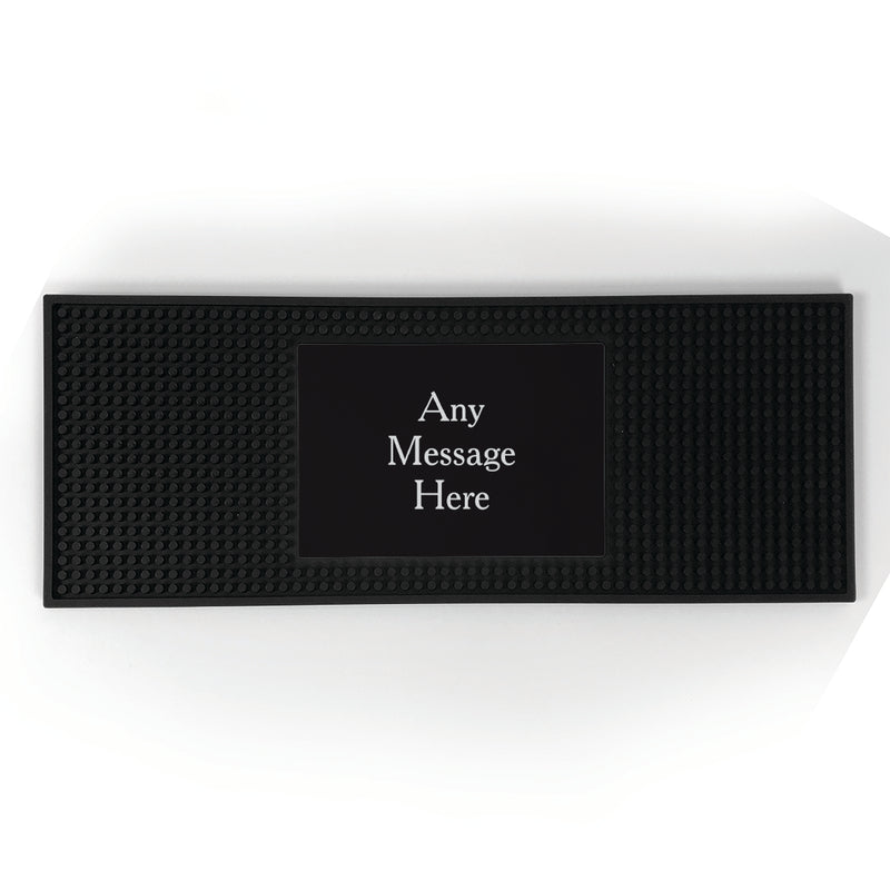 Personalized Black Background with White Serif Bar Mat