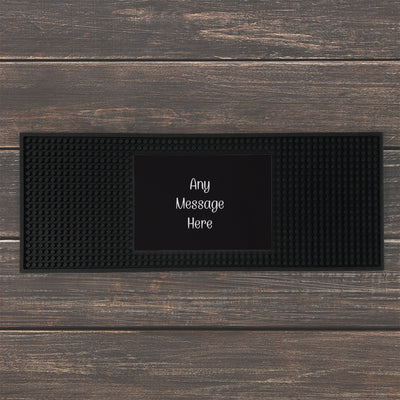 Personalized Black Background with White Script Bar Mat