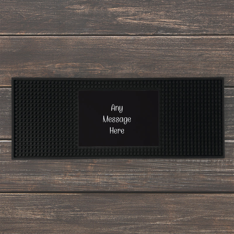 Personalized Black Background with White Script Bar Mat