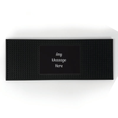 Personalized Black Background with White Script Bar Mat