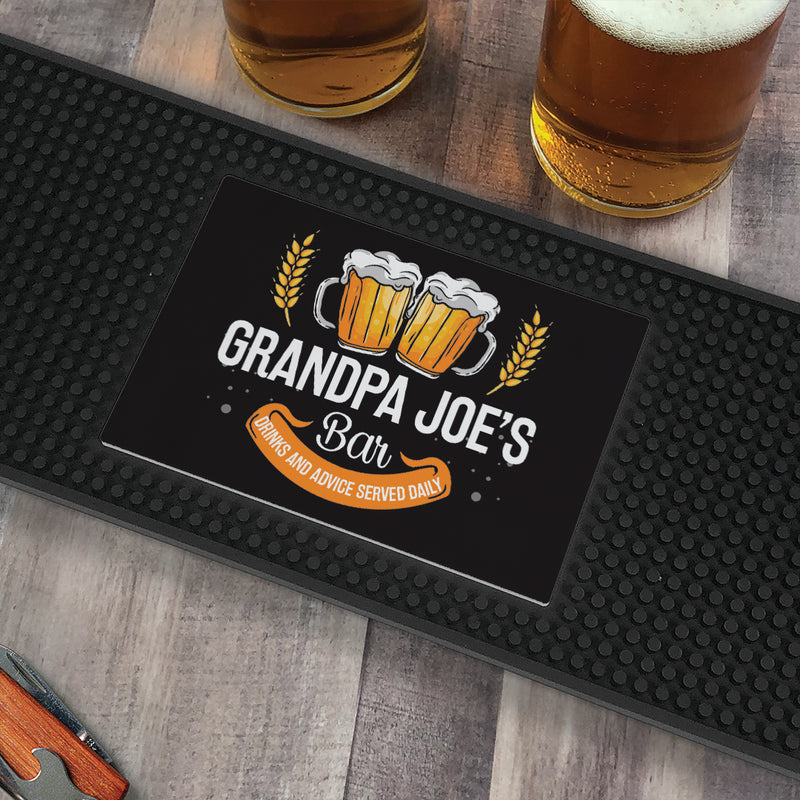 Personalized Beer Glasses with Banner Bar Mat