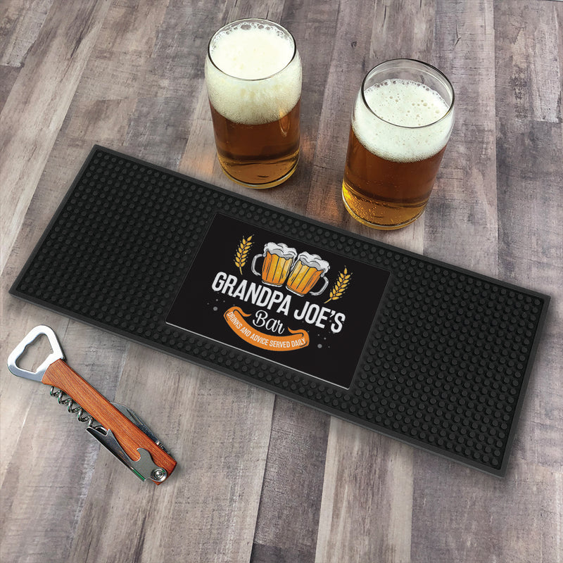 Personalized Beer Glasses with Banner Bar Mat