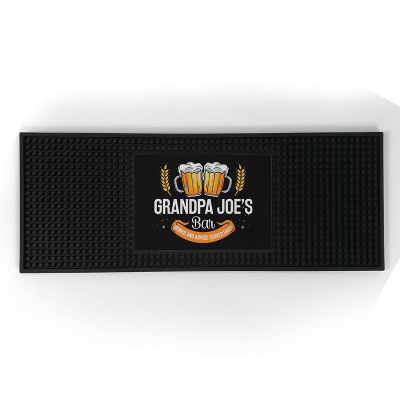 Personalized Beer Glasses with Banner Bar Mat